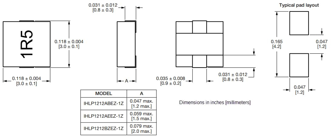 Mechanical Drawing - Vishay / Dale IHLP1212-EZ-1Z Power Inductors